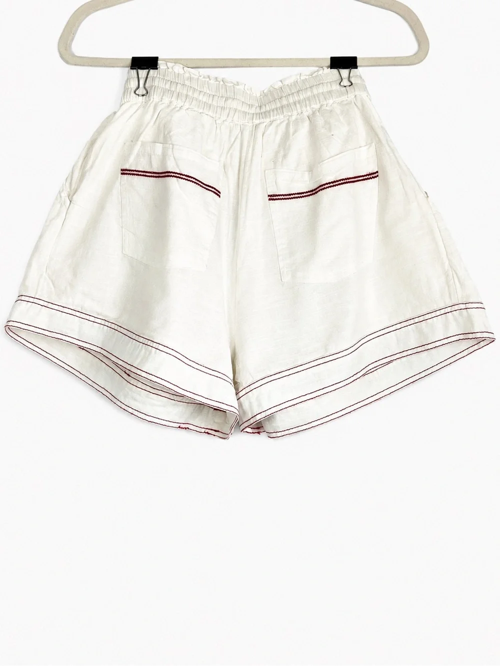 Free People White Linen Floral Embroidered Boho Shorts Women's Size XS